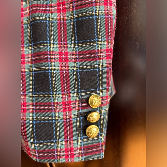 NWOT J.Crew Shrunken Blazer in Black Stewart Tartan Plaid Wool Jacket Sz 8 - Picture 4 of 8